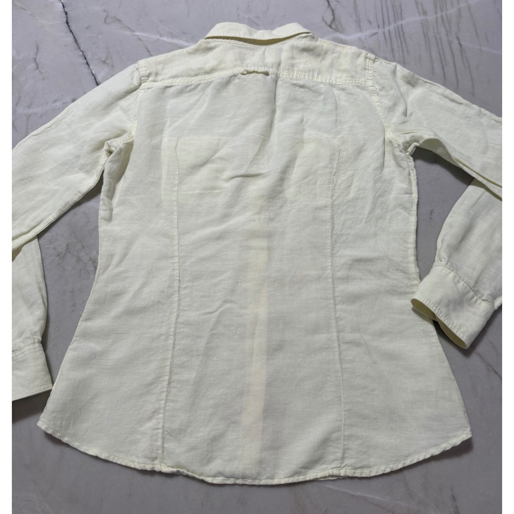 Banana Republic Soft Wash Butter Yellow Linen-Blend Button-Down Shirt Small - Picture 10 of 11